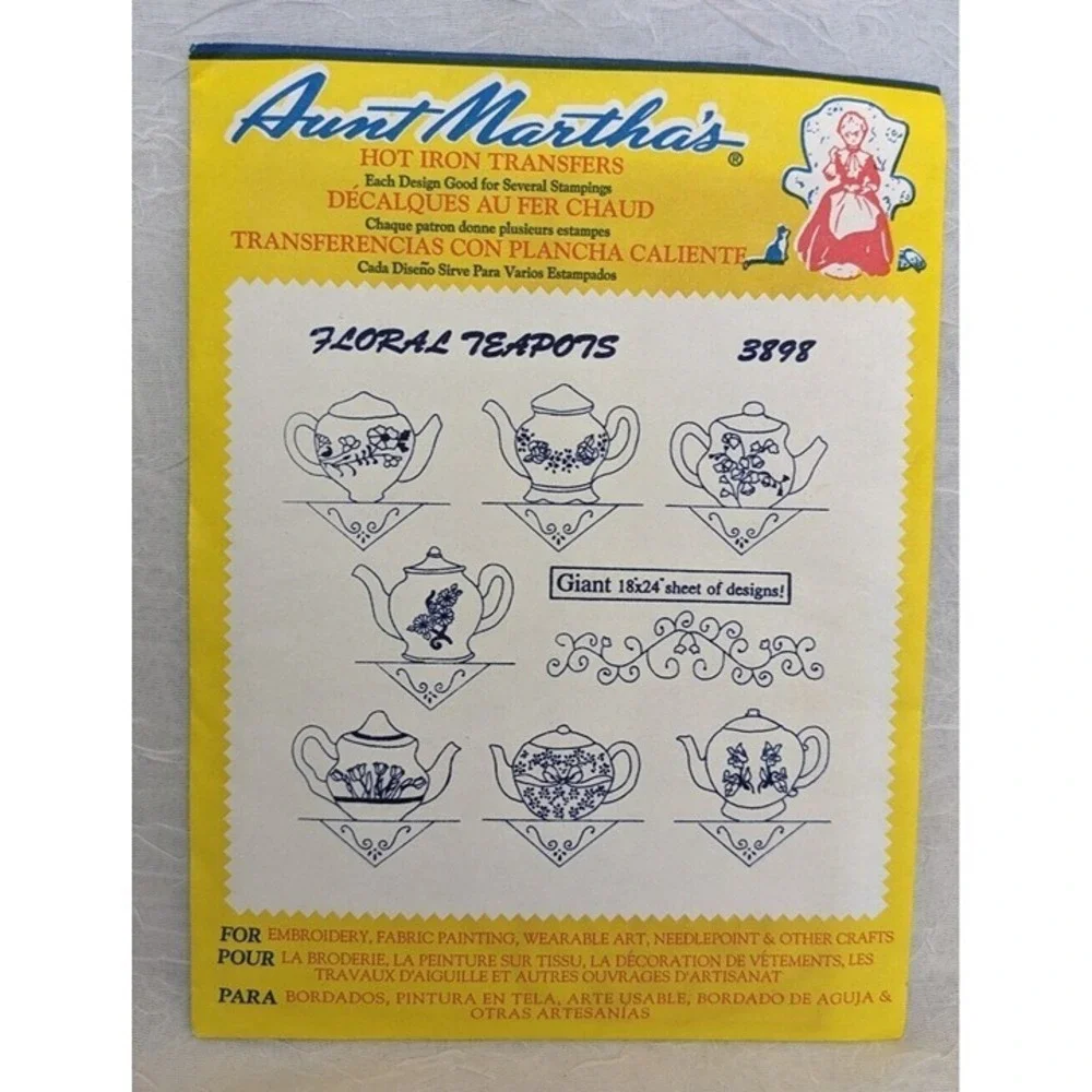 NOS Aunt Martha's Hot Iron Transfers Teapots 3898 3853 3824 3787 3749 3437 Lot 6